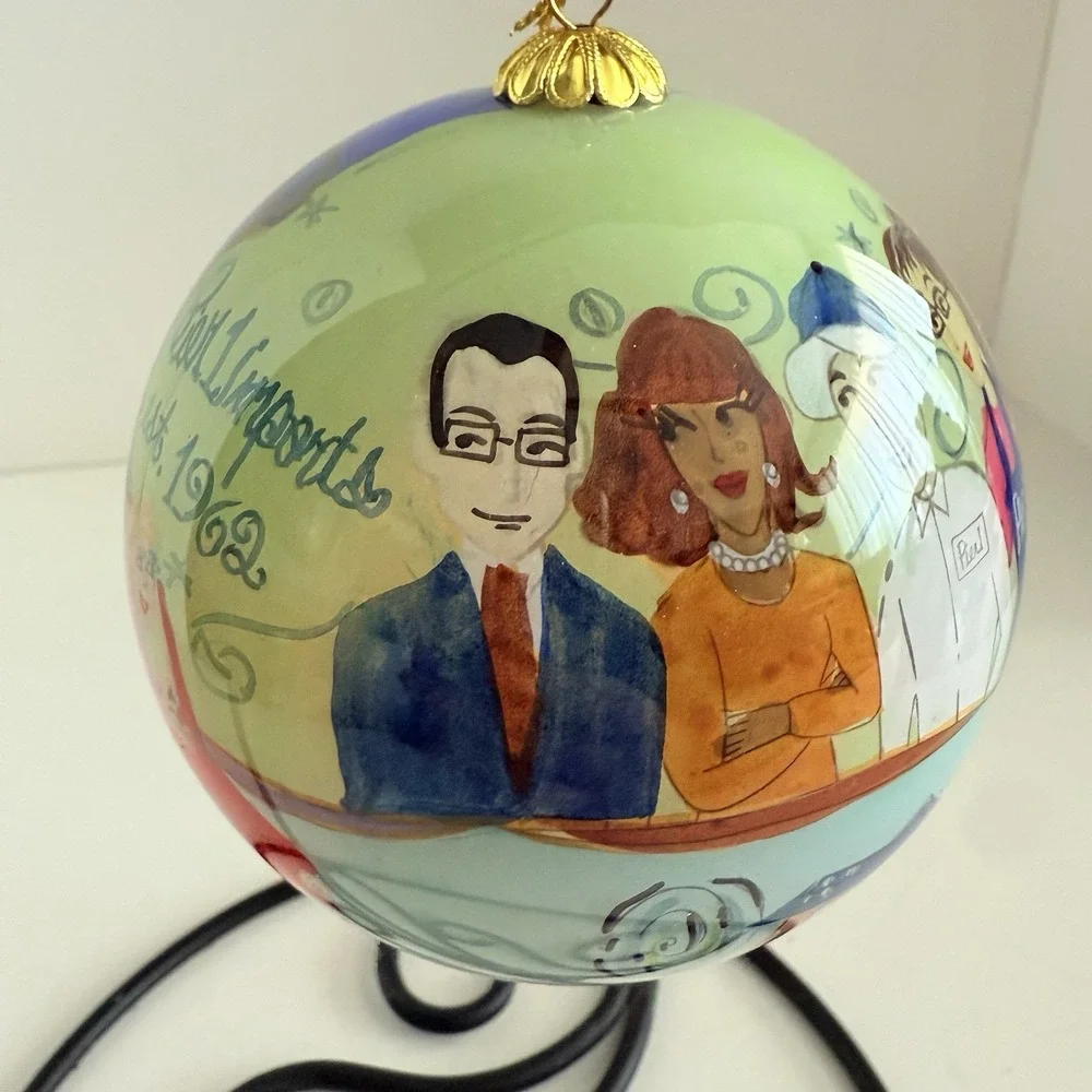Pier 1 Imports 50 Years Christmas Glass Ornament 2012 Li Bien Hand Painted
